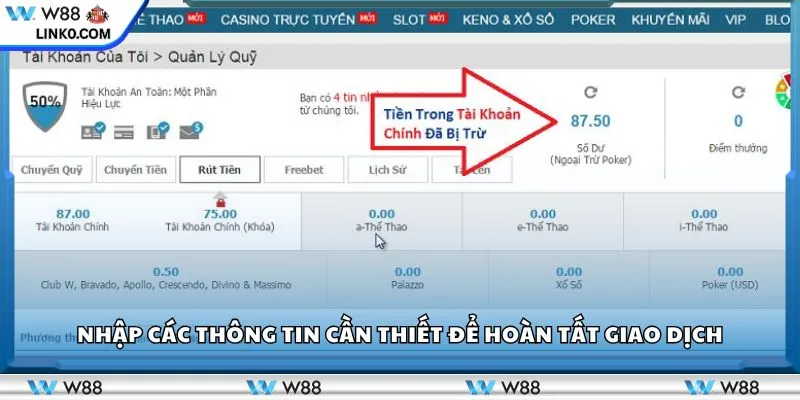 Nhập các thông tin cần thiết để hoàn tất giao dịch